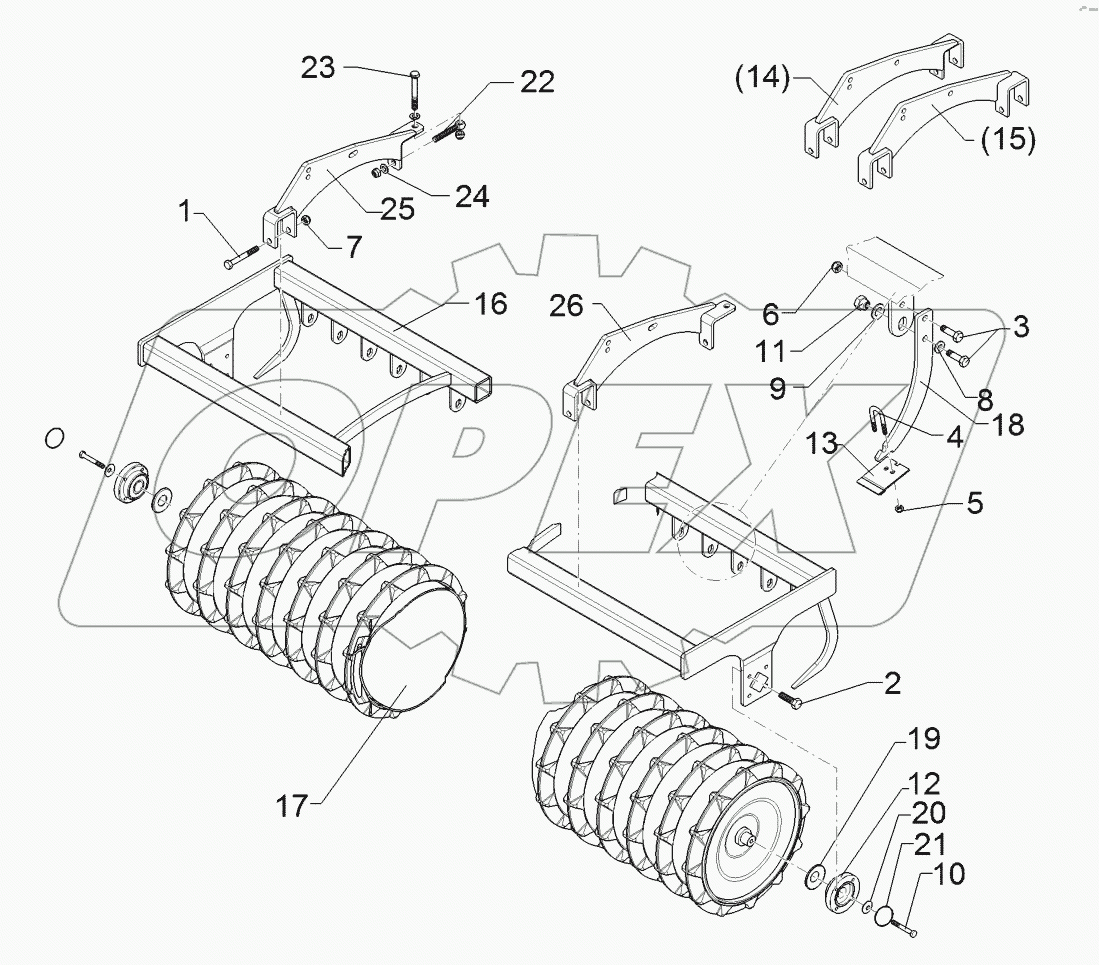  6227441 Trapeze packer roller