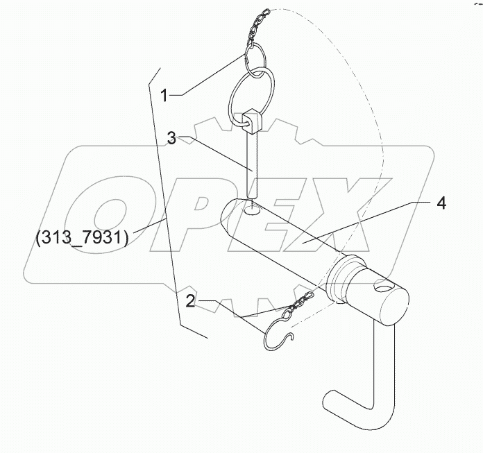  3137929 Top link pin with chain