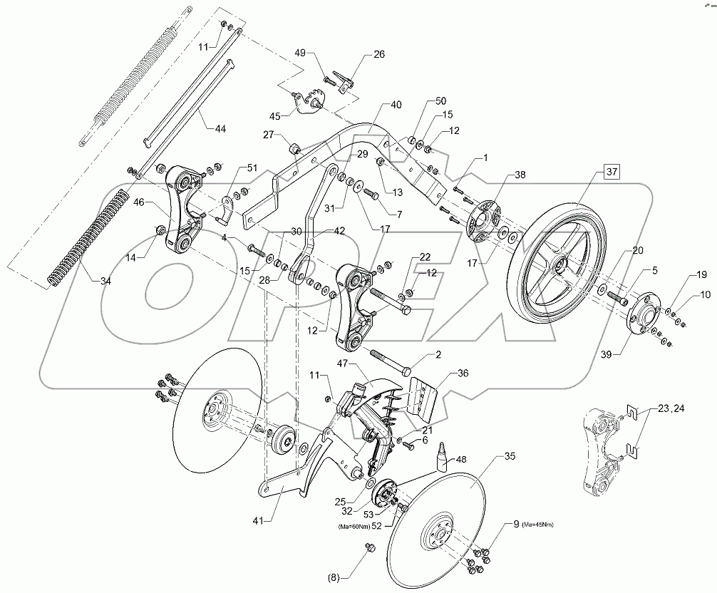  68210172 Double disc coulter + spring