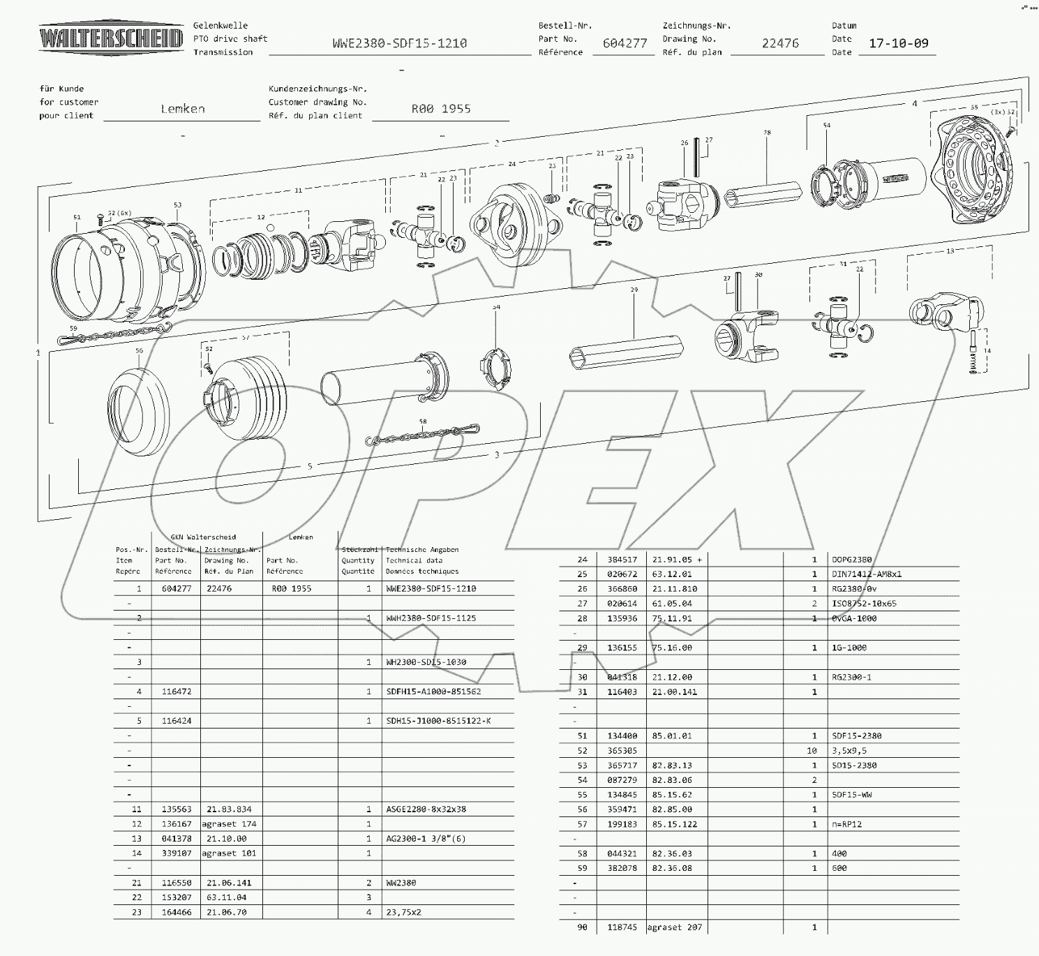R001955 Wide-angle PTO drive shaft