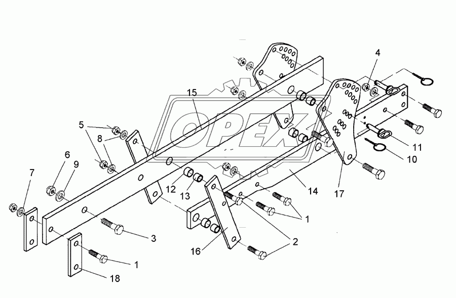 Carrier for double roller 120x20x1495-100x20 SM9