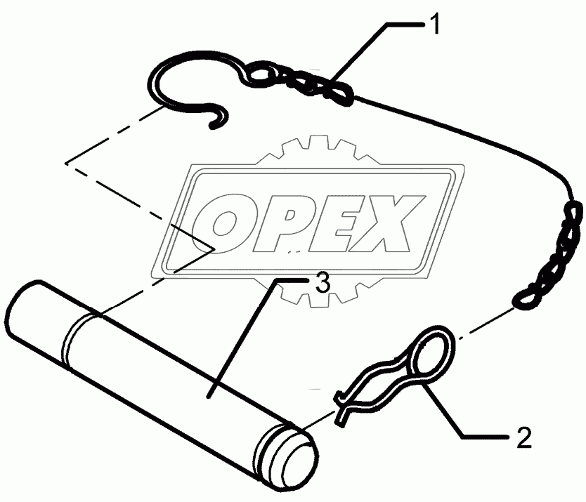 Top link pin, cpl. KAT2 D25,4x140