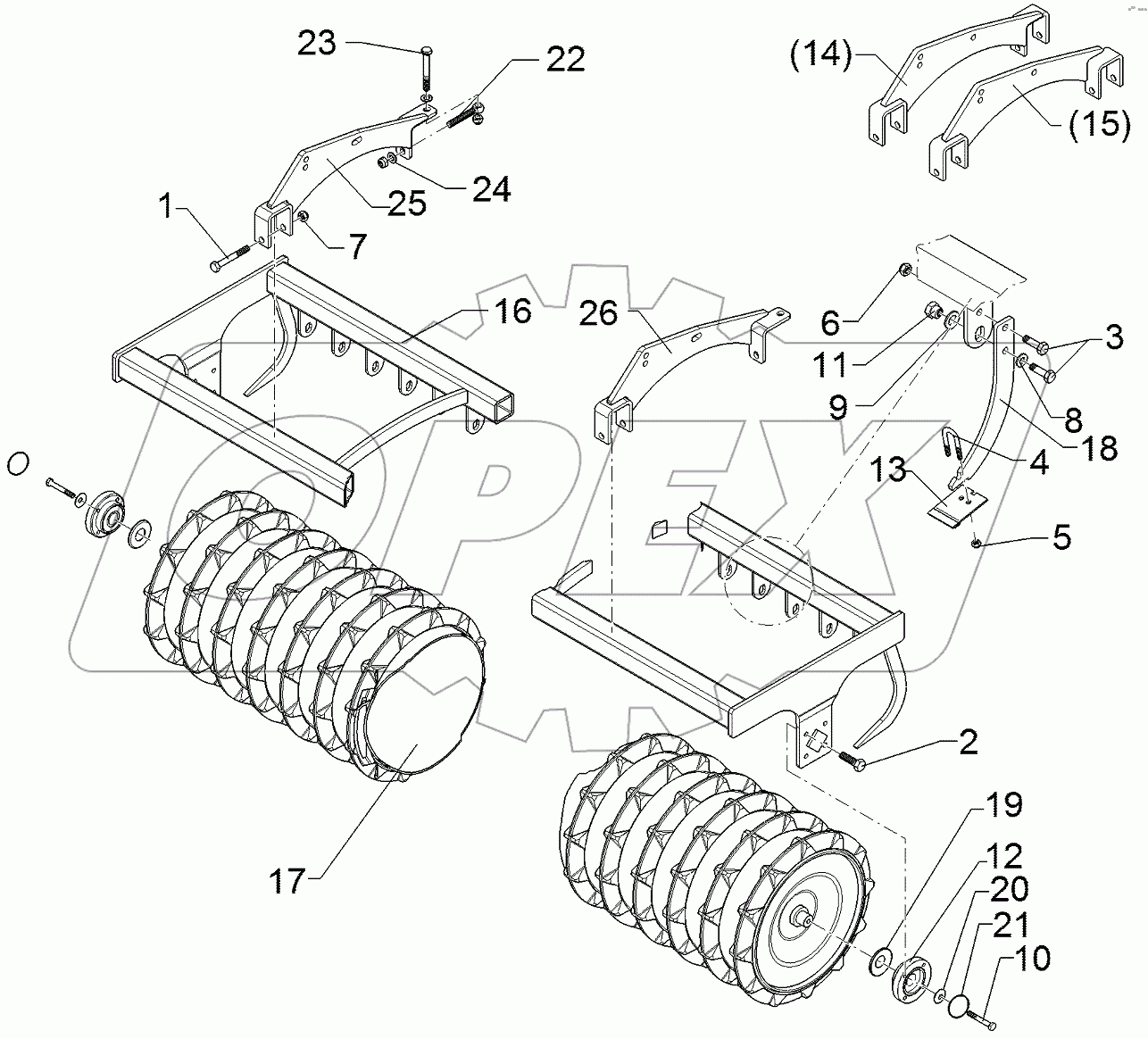  622 7447 Trapeze packer roller