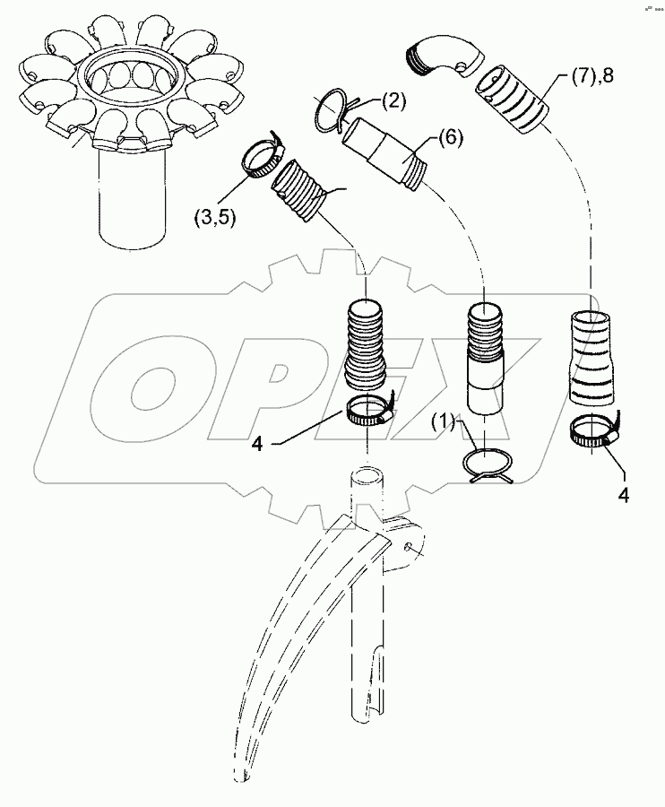 Flexible hose D25x1100 1xD30