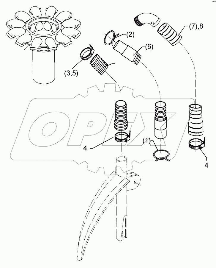 Flexible hose D25x1100 1xD30