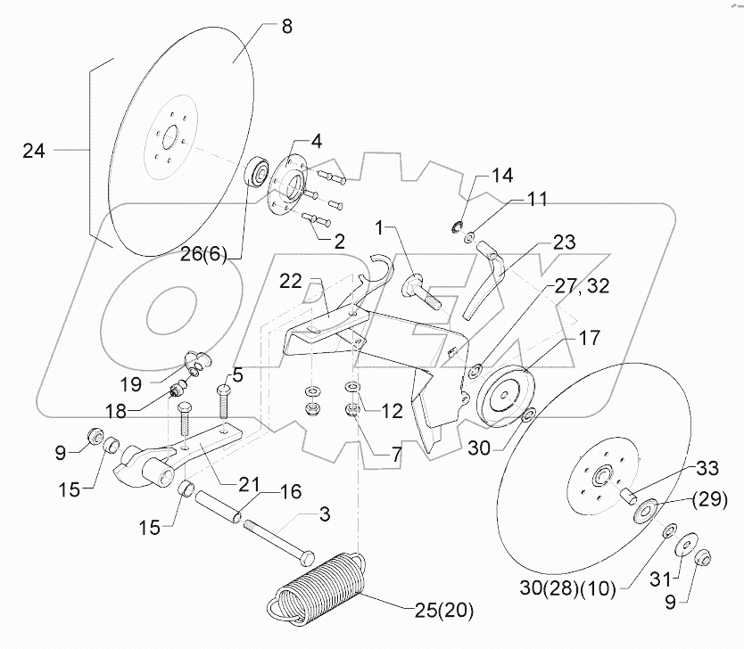682 6039 Single disc coulter, short