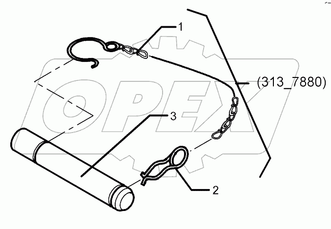 313 7880 Top link pin with chain