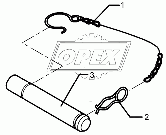 Top link pin, cpl. KAT2 D25,4x140