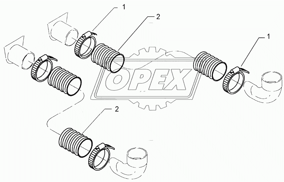 Supply hoses D65 2x1150