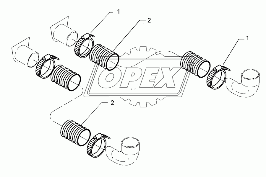 Supply hoses D65 2x1150