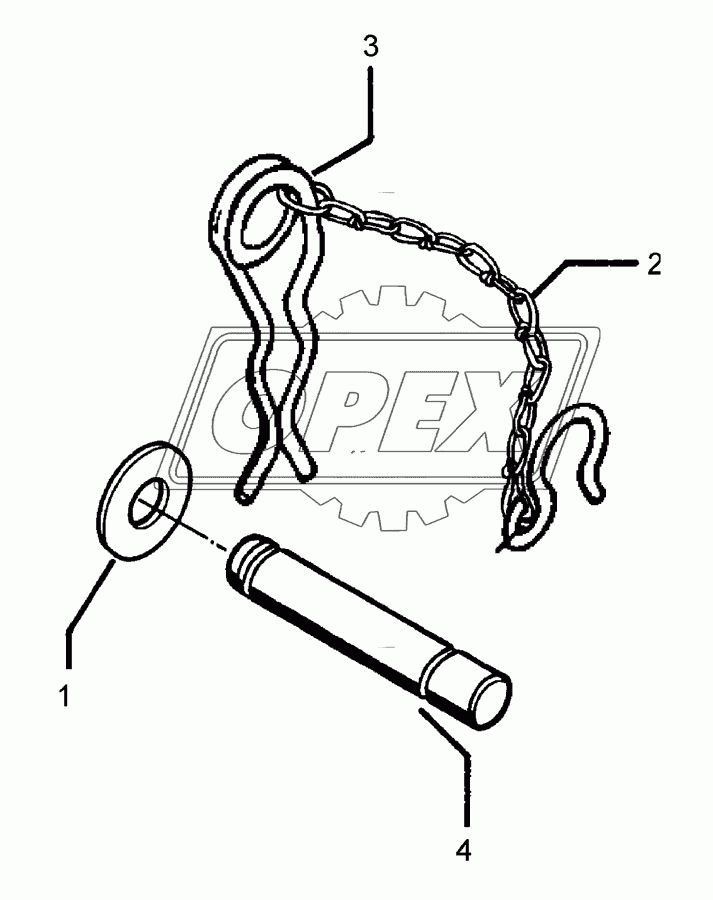 Top link pin, cpl.	KAT2 D25,4x140