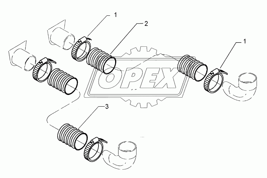 Supply hoses D65 2x1000 2x1580