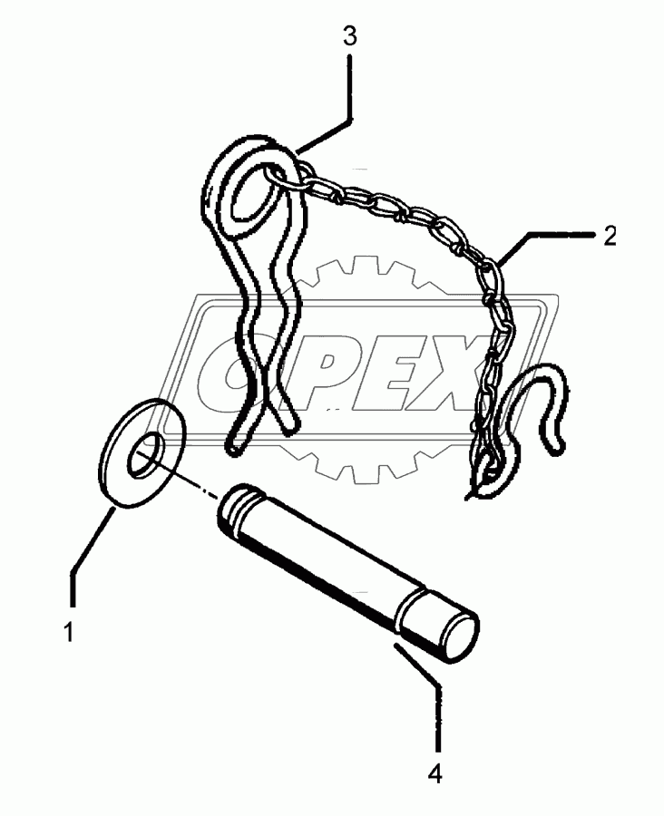 Top link pin, cpl.	KAT2 D25,4x140