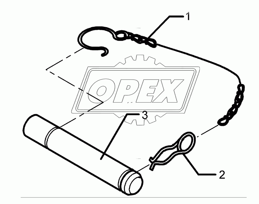 Top link pin, cpl. KAT2 D25,4x140