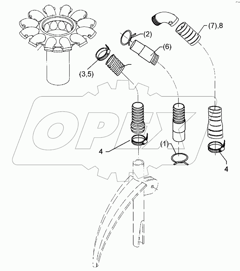Flexible hose D25x1100 1xD30