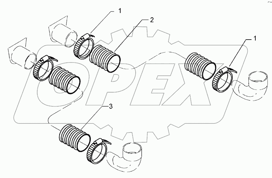 Supply hoses D65 2x1420 2x2320 500KA