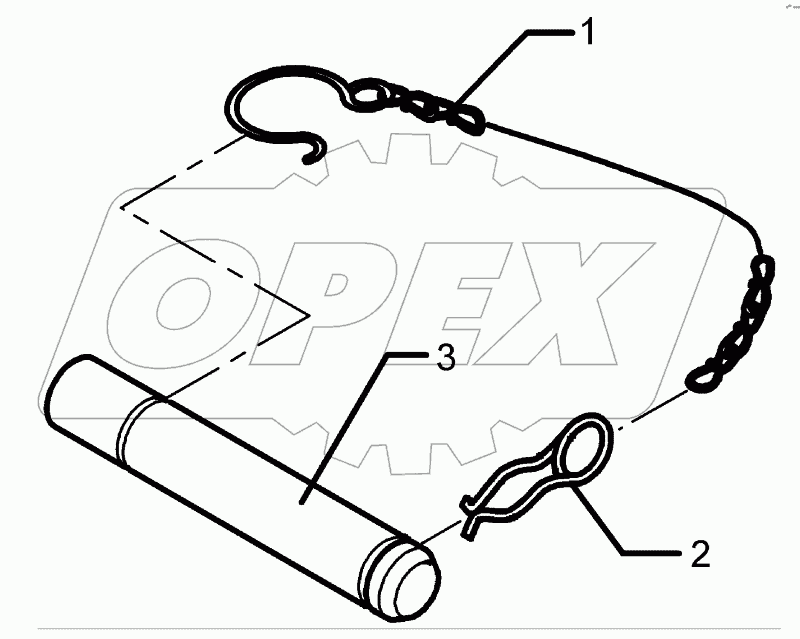 Top link pin, cpl. KAT2 D25,4x140