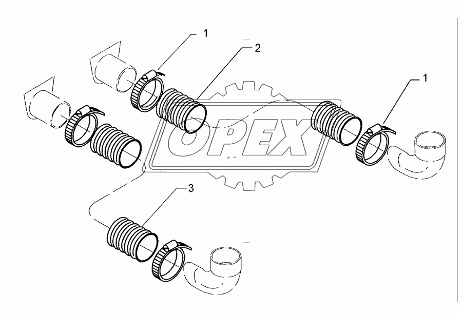 Supply hoses D65 2x1420 2x2590 600KA