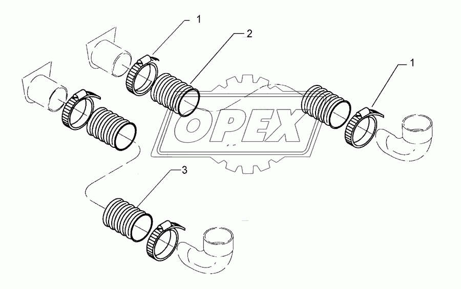 Supply hoses D65 2x1420 2x2590 600KA