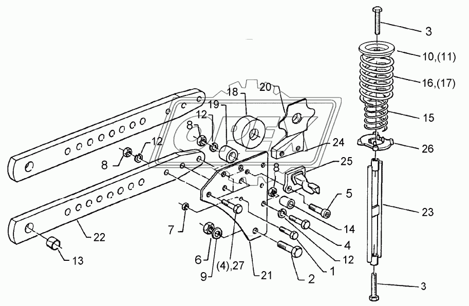 Trip device with roller 30x80-170-V