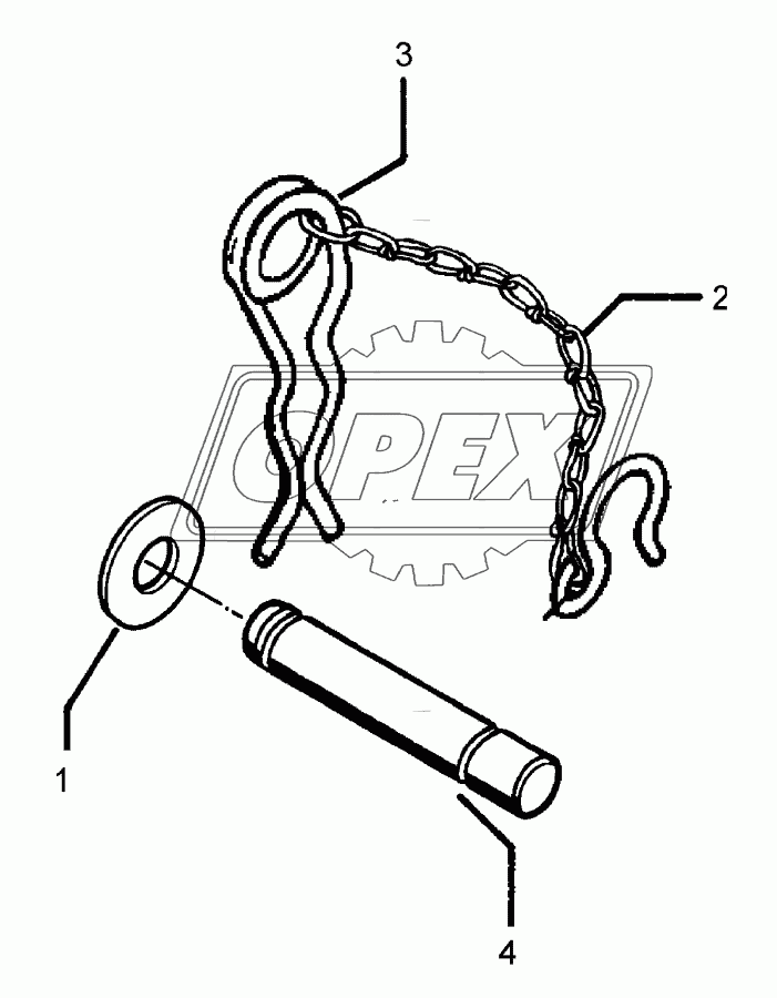 Top link pin, cpl. KAT2 D25,4x140