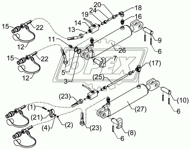 Hydraulic assembly DA 80x320-AHG-ST