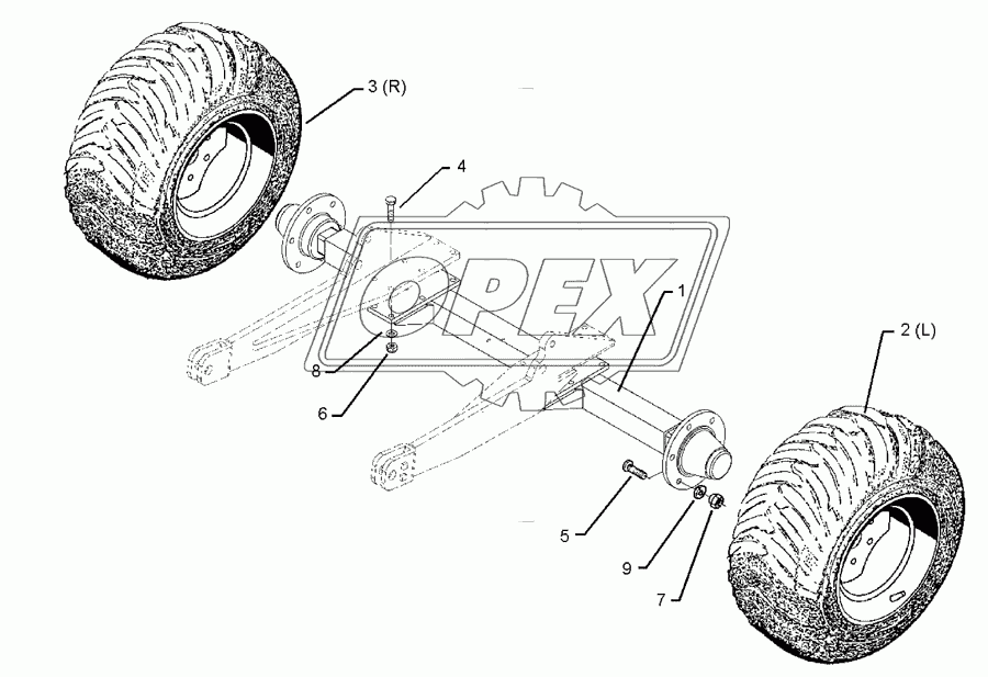 Running axle 405/70 R20 6/205/1600