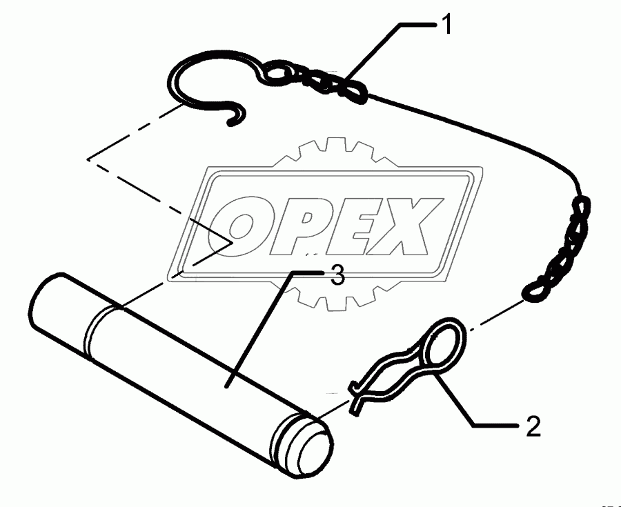 Top link pin, cpl. KAT2 D25,4x140