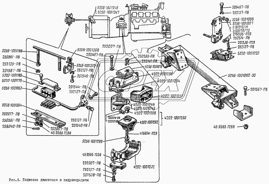 Подвеска двигателя и гидропередачи