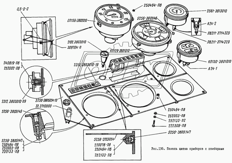 Панель щитка приборов с приборами