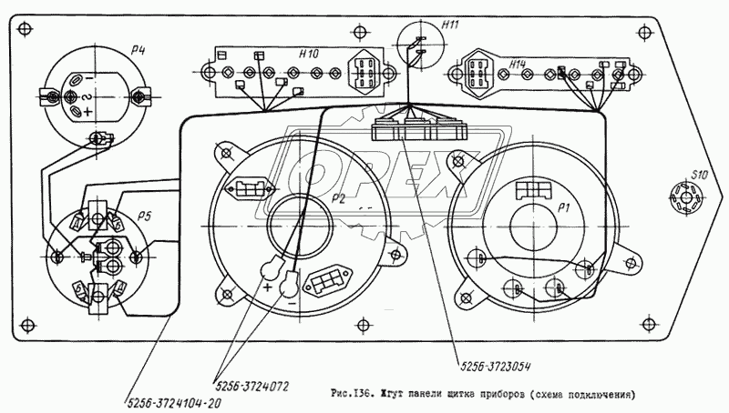 Жгут панели щитка приборов (схема подключения)