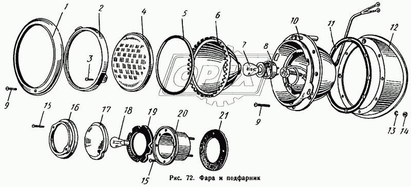 Фара и подфарник