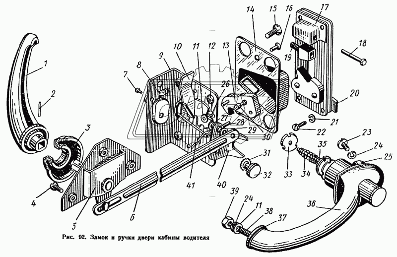 Замок и ручки двери кабины водителя
