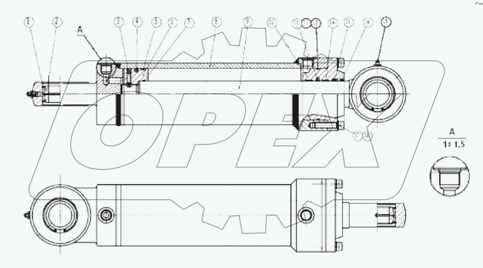 10C1871 000 HITCH STEER CYLINDER