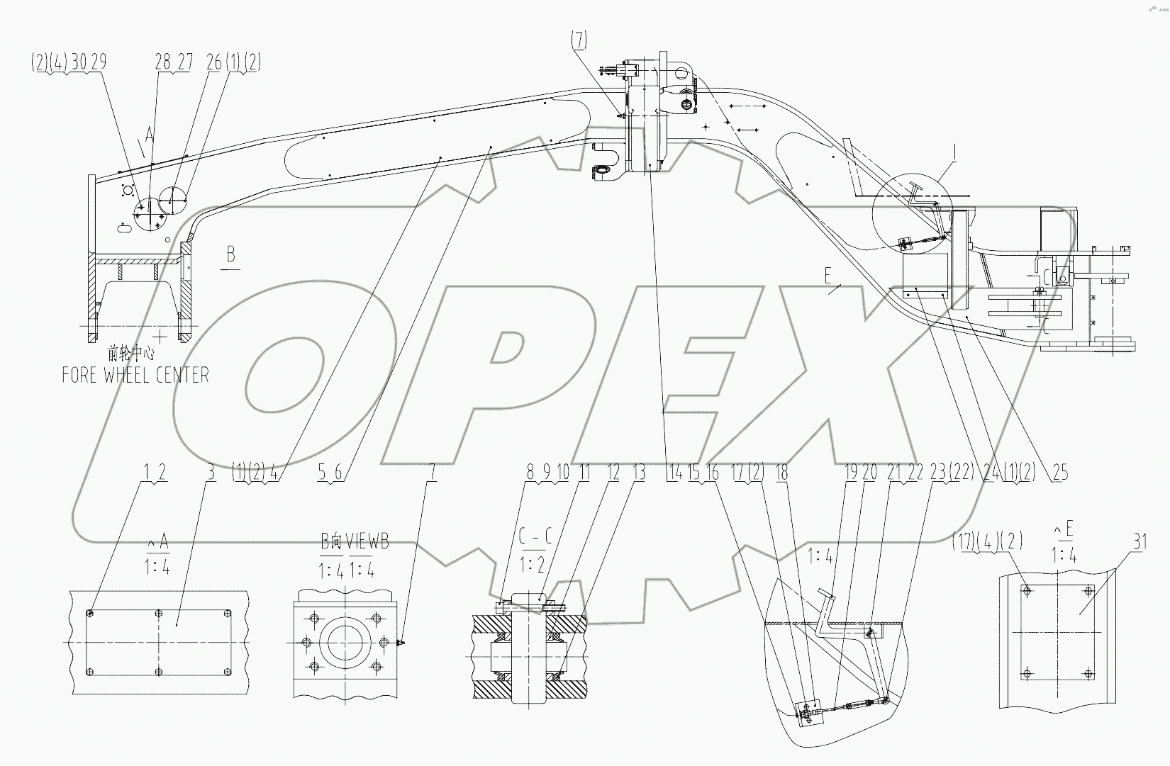 30E0432 003 FRONT FRAME AS