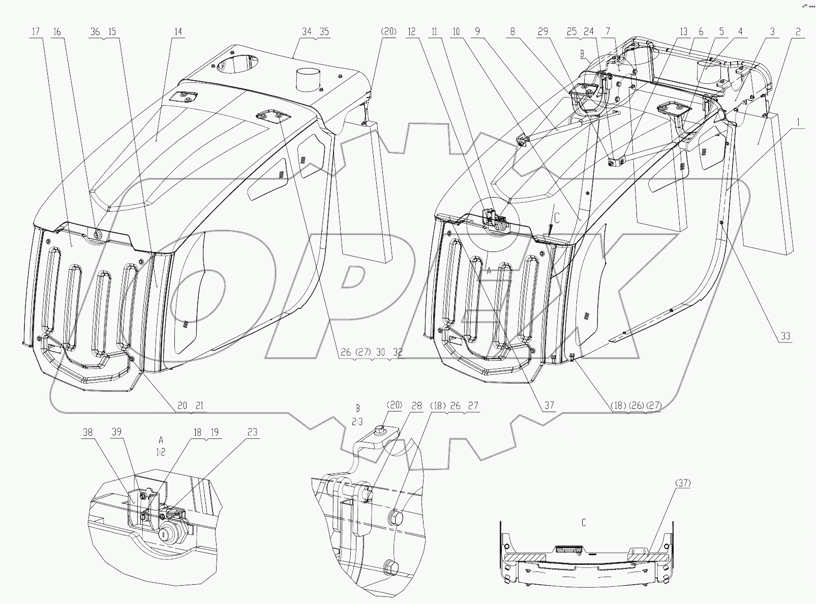 44Y0049 003 ENGINE HOOD AS