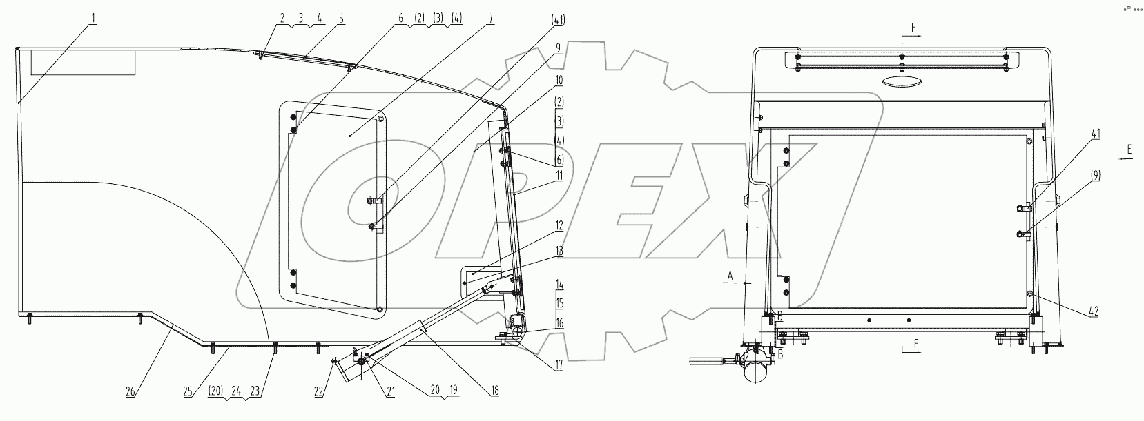  44E0012 004 ENGINE HOOD AS