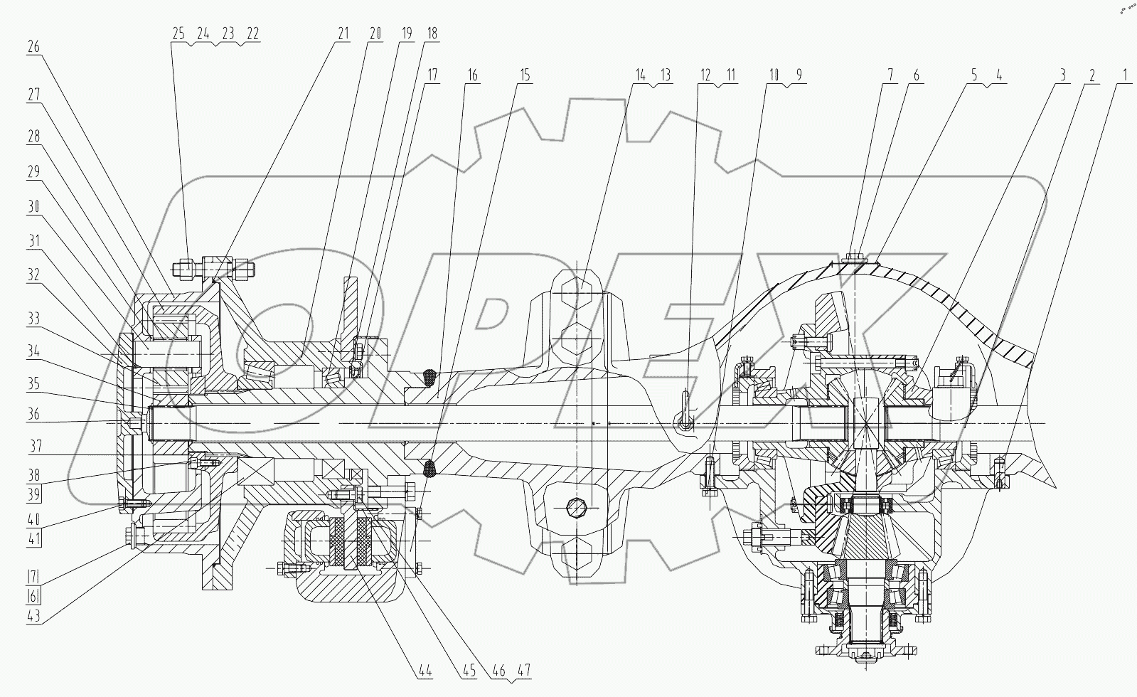  01E0013 005 FRONT AXLE AS