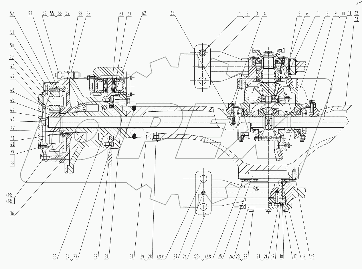  01E0014 013 REAR AXLE AS