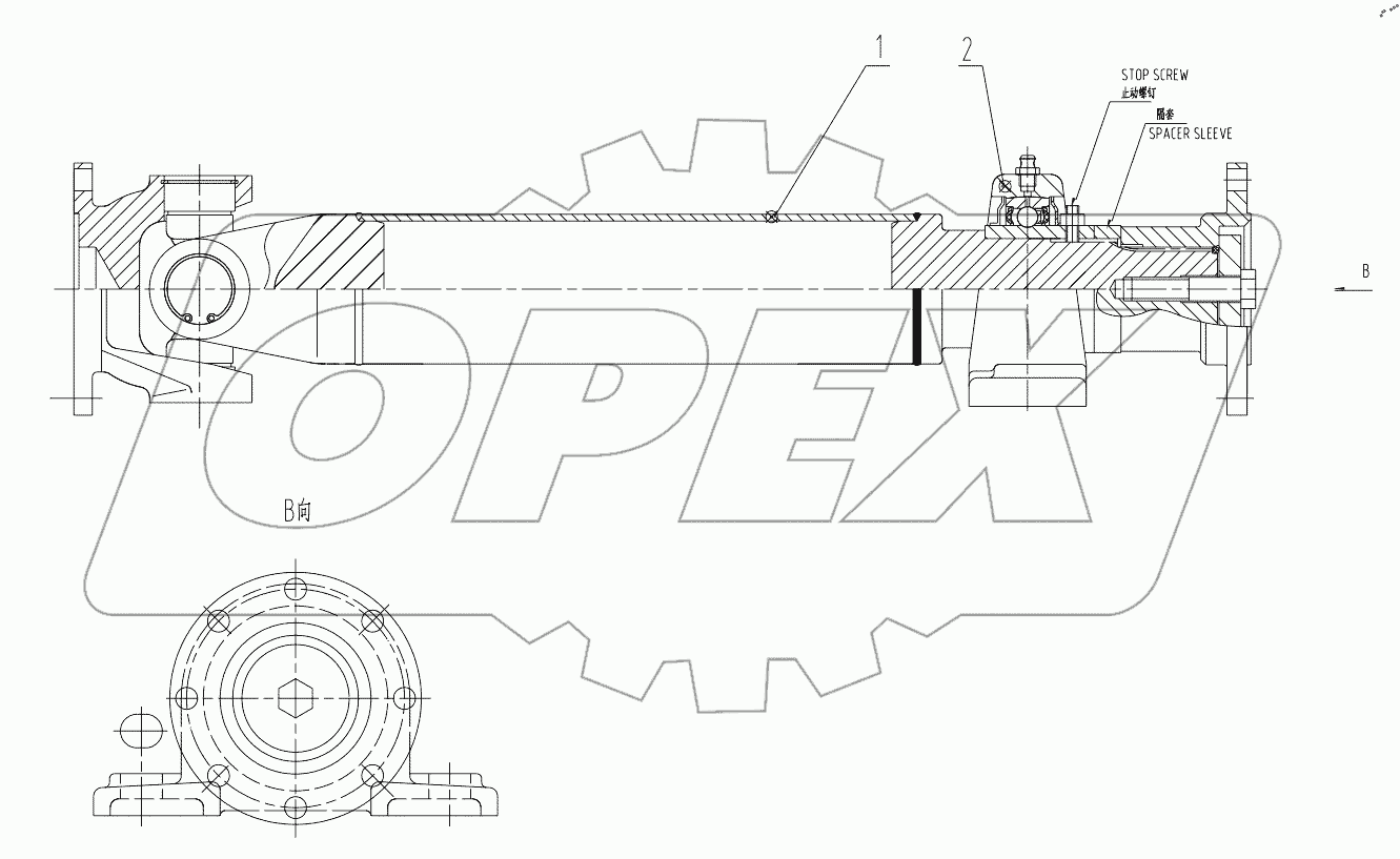  41C0177 001 FRONT DRIVE SHAFT & BRG AS