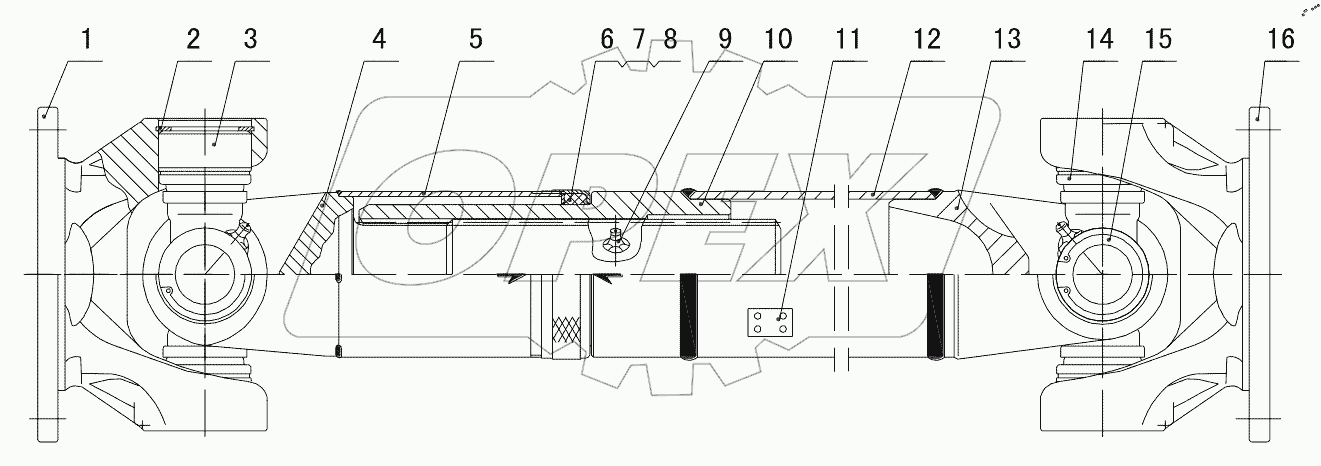  51C0124 001 MIDDLE DRIVE SHAFT