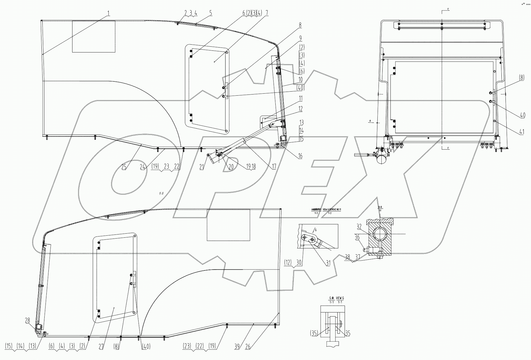  44E0187 003 ENGINE HOOD AS