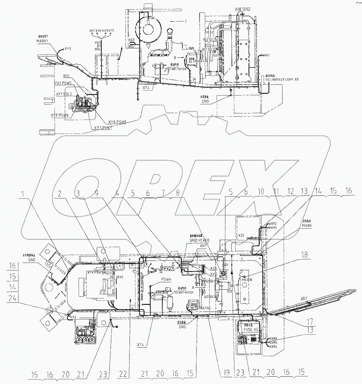  46C7018 001 REAR FRAME WIRING