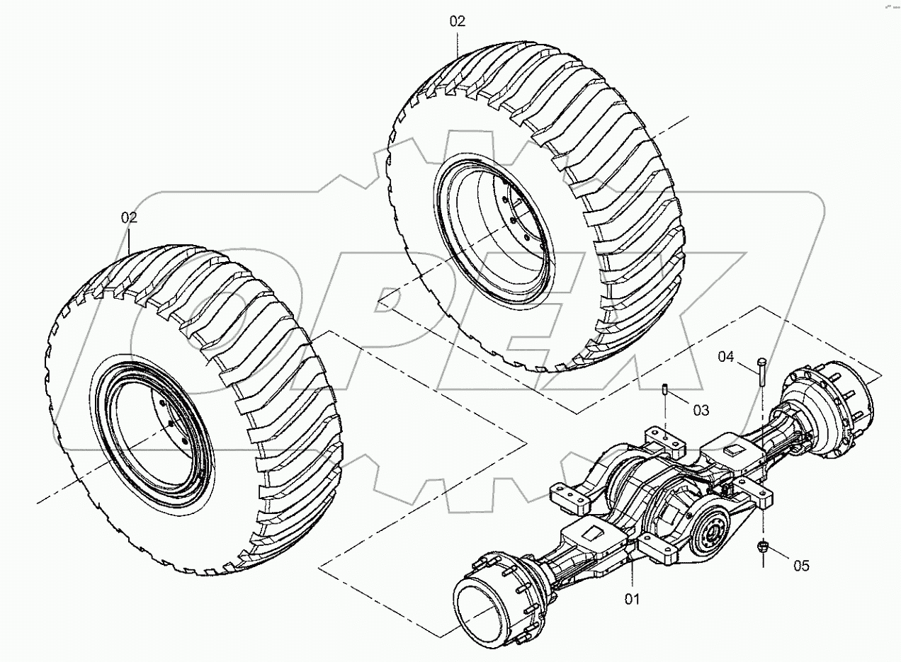  01E0140 002 REAR AXLE AS
