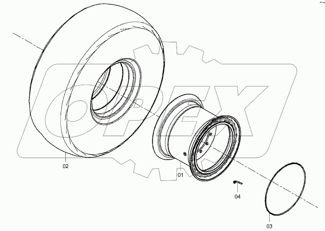  01E0160 001 TYRE & RIM AS