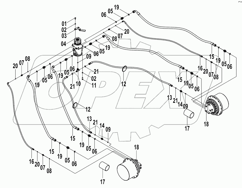  13E0076 001 TRAVEL HYDRAULIC SYSTEM