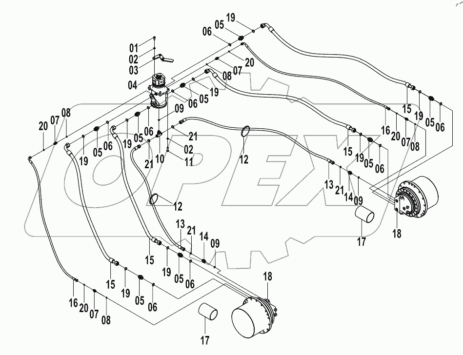  13E0076 001 TRAVEL HYDRAULIC SYSTEM