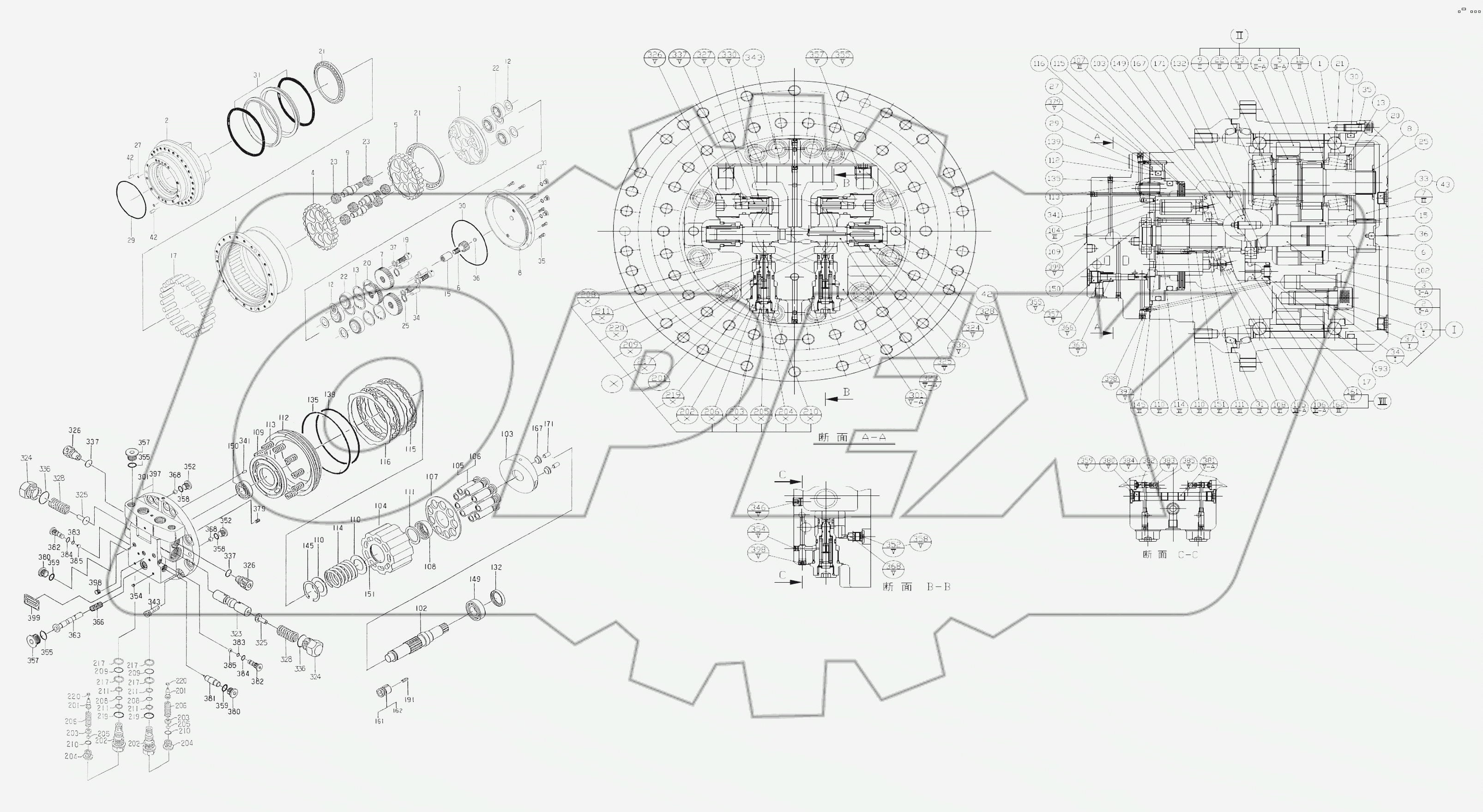 11C0887 000 TRAVEL MOTOR AND REDUCTION GEAR