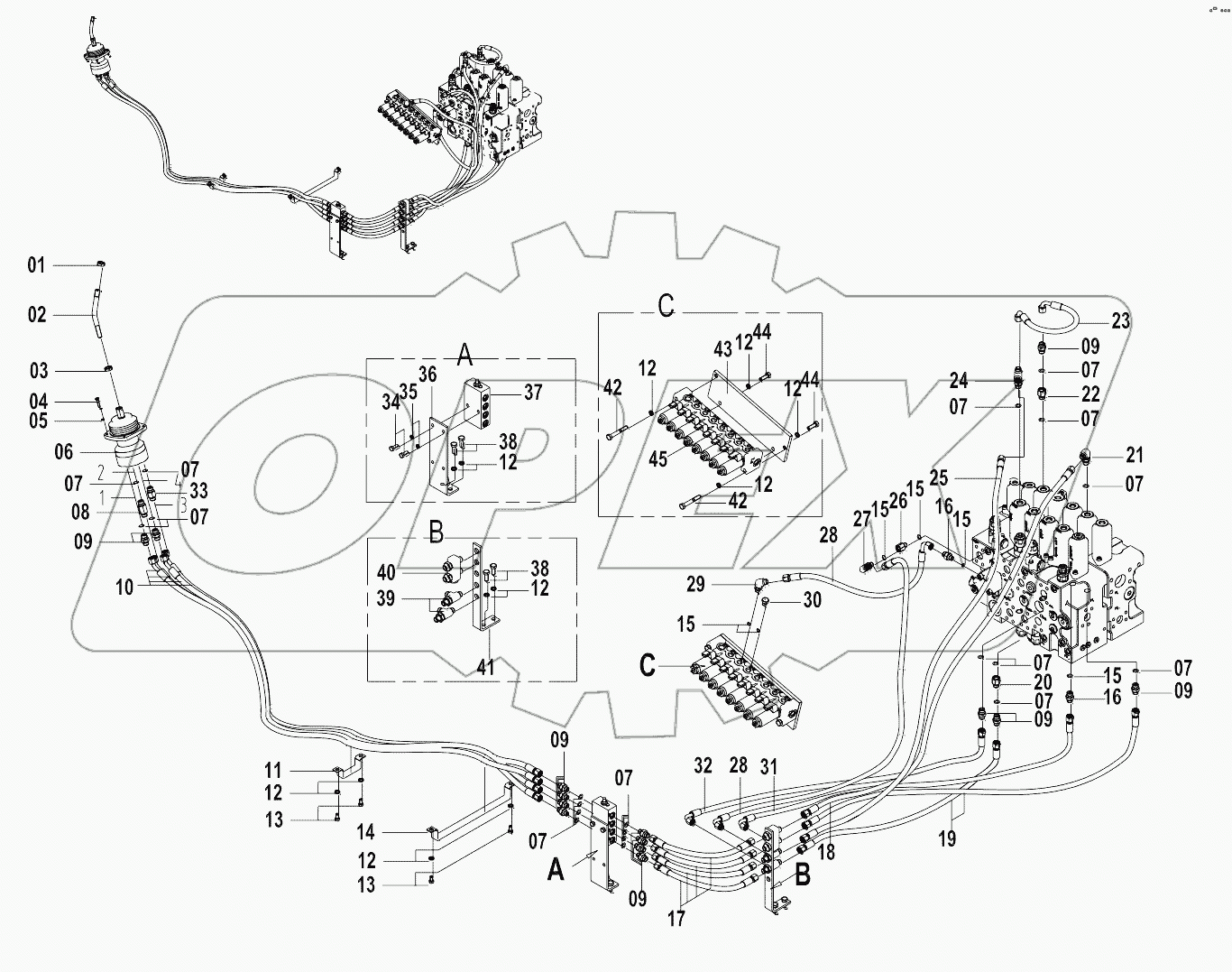 12E0255 (A) UPPER STRUCTURE PILOT CIRCUIT (LH)