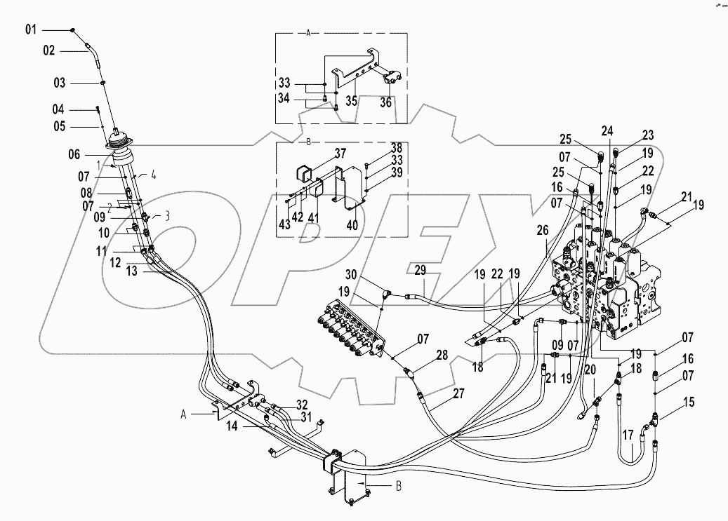 12E0255 (B) UPPER STRUCTURE PILOT CIRCUIT (RH)